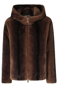 Ermanno Firenze Zip-Up Faux Fur Hooded Jacket