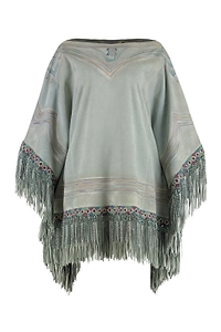 Etro Beaded-Fringed Wide Sleeved Poncho