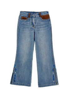 Ermanno Scervino Junior Floral-Embroidered Logo Patch Trousers