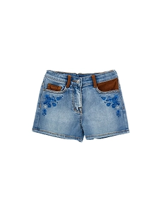 Ermanno Scervino Junior Floral-Embroidered Denim Shorts