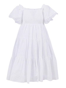 Ermanno Scervino Junior Short-Sleeved Lace-Trimmed Dress