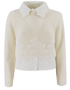 Ermanno Scervino Lace Trim Layered-Effect Knitted Jumper
