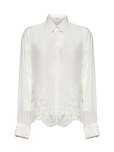 Ermanno Scervino Lace Trim Long Sleeve Shirt