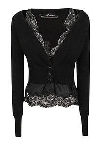 Ermanno Scervino Lace Trim Peplum Cardigan