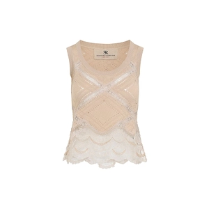 Ermanno Scervino Lace Trim Sleeveless Knitted Top