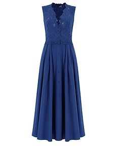 Ermanno Scervino Lace V-Neck Midi Dress