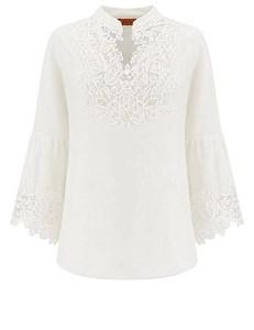 Ermanno Scervino Lace Trim V-Neck Blouse