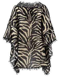 Ermanno Scervino Lace Trim Zebra Poncho