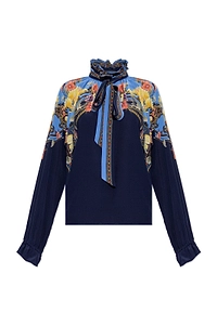 Etro Floral Print Tie-Neck Top