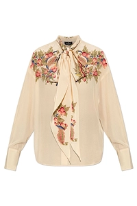 Floral Tie-Neck Shirt