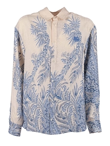 Leafy Paisley Printed Satin Jacquard Shirt