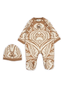 Paisley Printed Knitted Babygrow Set