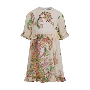 Etro Kids Paisley Printed Ruffled Dress