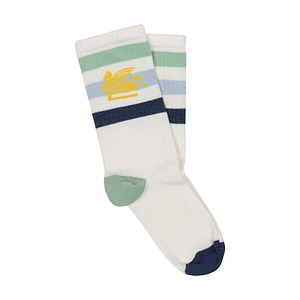 Etro Kids Pegaso-Motif Striped Knitted Socks