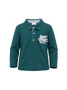 Etro Kids Pegaso-Patch Long Sleeved Polo Shirt