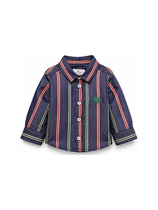 Etro Kids Pegasus-Embroidered Striped Curved Hem Shirt