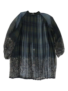 Pleated Crewneck Dress