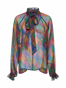 Pattern-Printed Ruffled Shirt