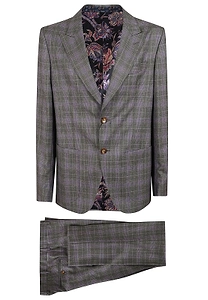 Roma Checked Peak-Lapel Suit