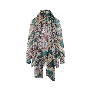 Self-Tied Fastened Floral Printed Blouse