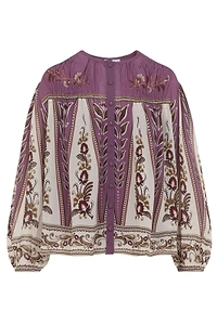 Farm Rio Floral Embroidered Long-Sleeved Shirt
