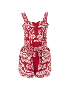 Floral Patterned Sleeveless Jumpsuit