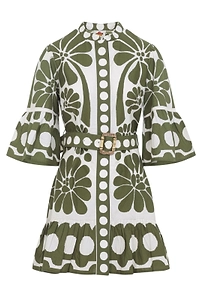 Farm Rio Floral-Printed Belted Dress