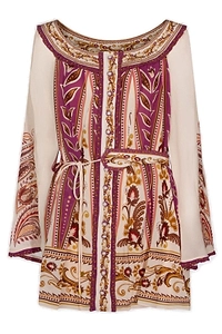 Farm Rio Floral Printed Tie-Waist Scoop Neck Mini Dress