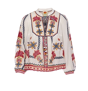 Farm Rio Marys Tiles Embroidered Blouse