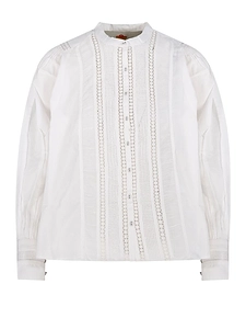 Farm Rio Pintuck Lace Panel Blouse