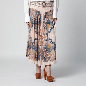 Farm Rio Pleated Printed Midi Skirt