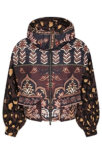Farm Rio Quilted Hooded Bomber Jacket