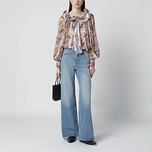 Ruffled Floral Print Blouse