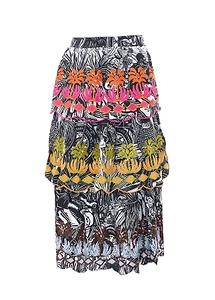 Farm Rio Ruta Embroidered Ruffled Skirt