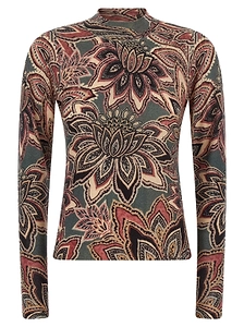 Farm Rio Tapestry Floral Mock-Neck Top
