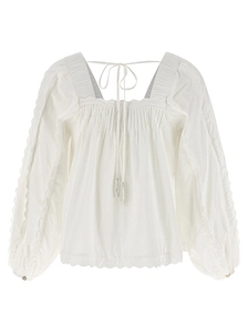 Farm Rio Smocked Sleeve Cotton Top