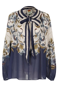 Farm Rio Tie-Neck Printed Blouse
