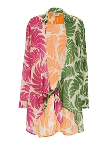 Farm Rio Tie-Front Floral Print Kaftan