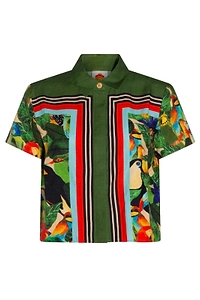 Farm Rio Toucan-Printed Short Sleeved Buttoned Shirt