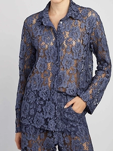 Sheer Floral Lace Shirt