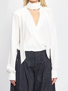 Federica Tosi Wrap Blouse With Detachable Scarf