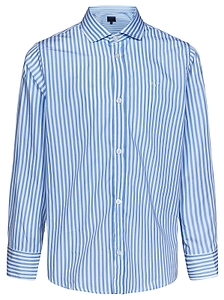 Fay Kids Logo Embroidered Striped Shirt