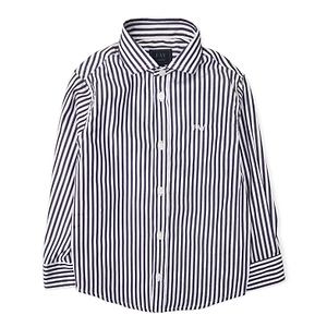 Fay Kids Logo Embroidered Striped Shirt