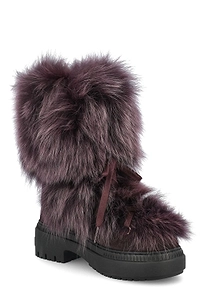 Fendi Apres Chic Fur Lace-Up Boots