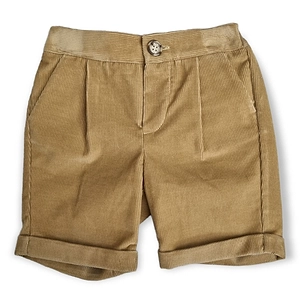 Fay Kids Turn-Up Cuff Pleated Corduroy Shorts