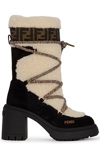 Fendi Apres Chic Shearling Lace-Up Boots