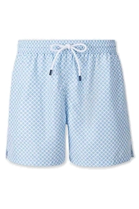 Pattern-Printed Drawstring Swim Shorts