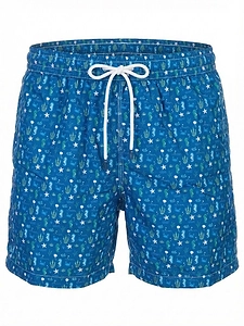 Fedeli Pattern-Printed Drawstring Swim Shorts