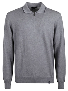 Fay Long-Sleeved Knitted Polo Shirt