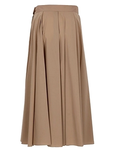 Pleated Cotton Midi Skirt